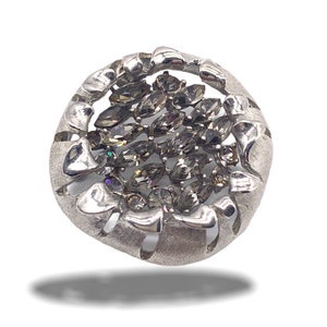 1950s flower Brooch BSK copyright signed, with gray crystals and silver - exquisite line - quality brooch design--.Art.916/2 -