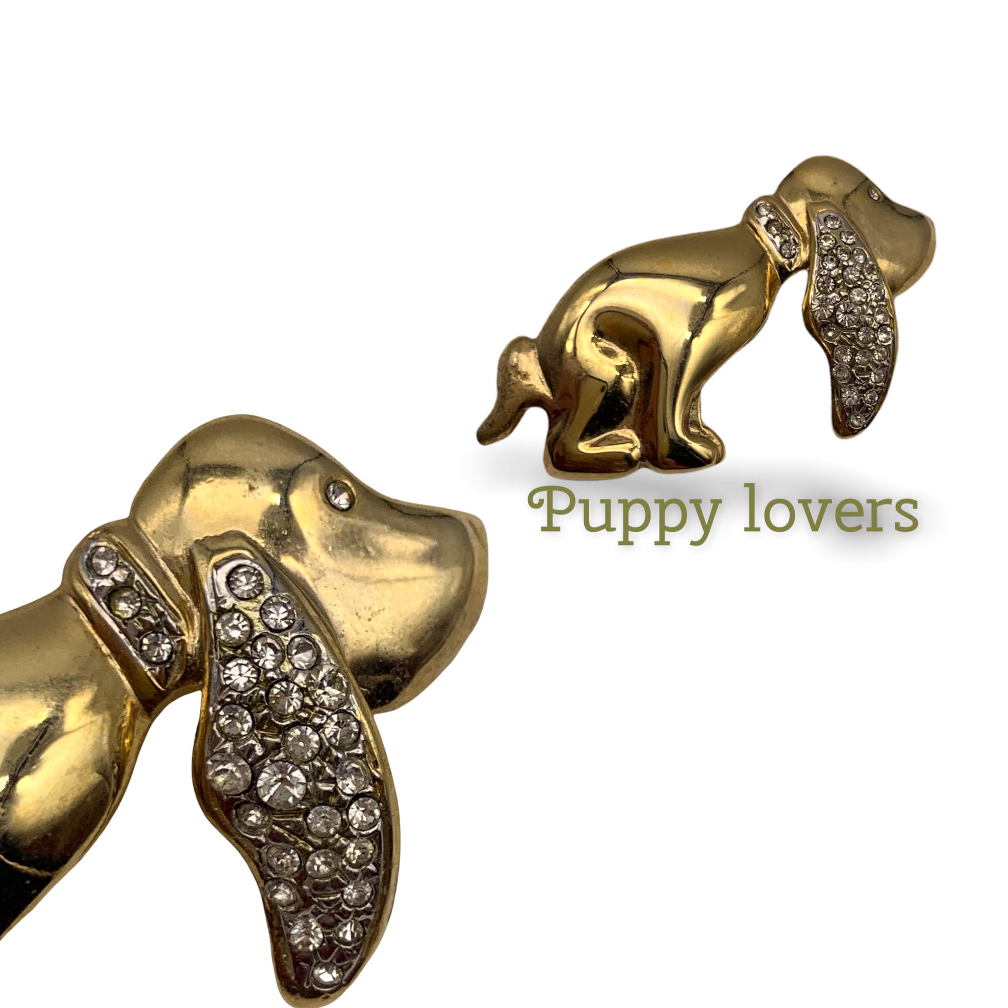 Broche D'Orlan Vintage - Petit Chien En Doré Avec Strass - Neuf Sans Emballage - Fabriqué En France