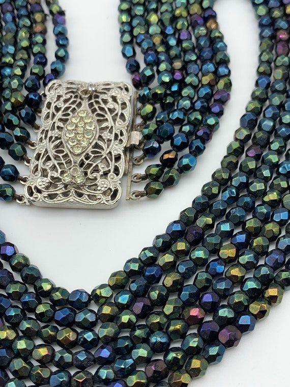 Vintage carnival glass cascade 7 strands necklace… - image 8