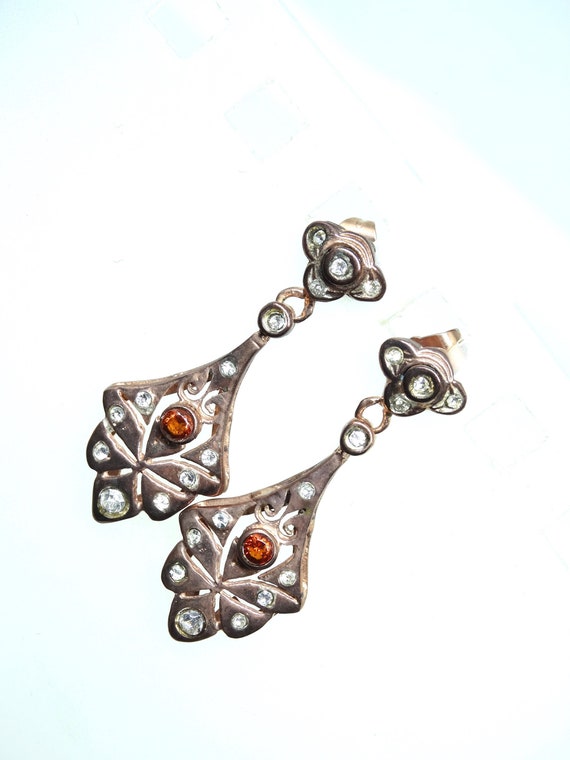 Lovely rose gold plated Victorian style earrings
