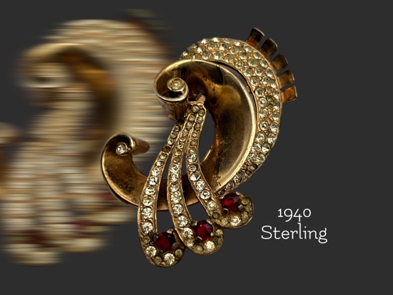 1940 Sterling Authentic Retro costume jewelry - F… - image 2