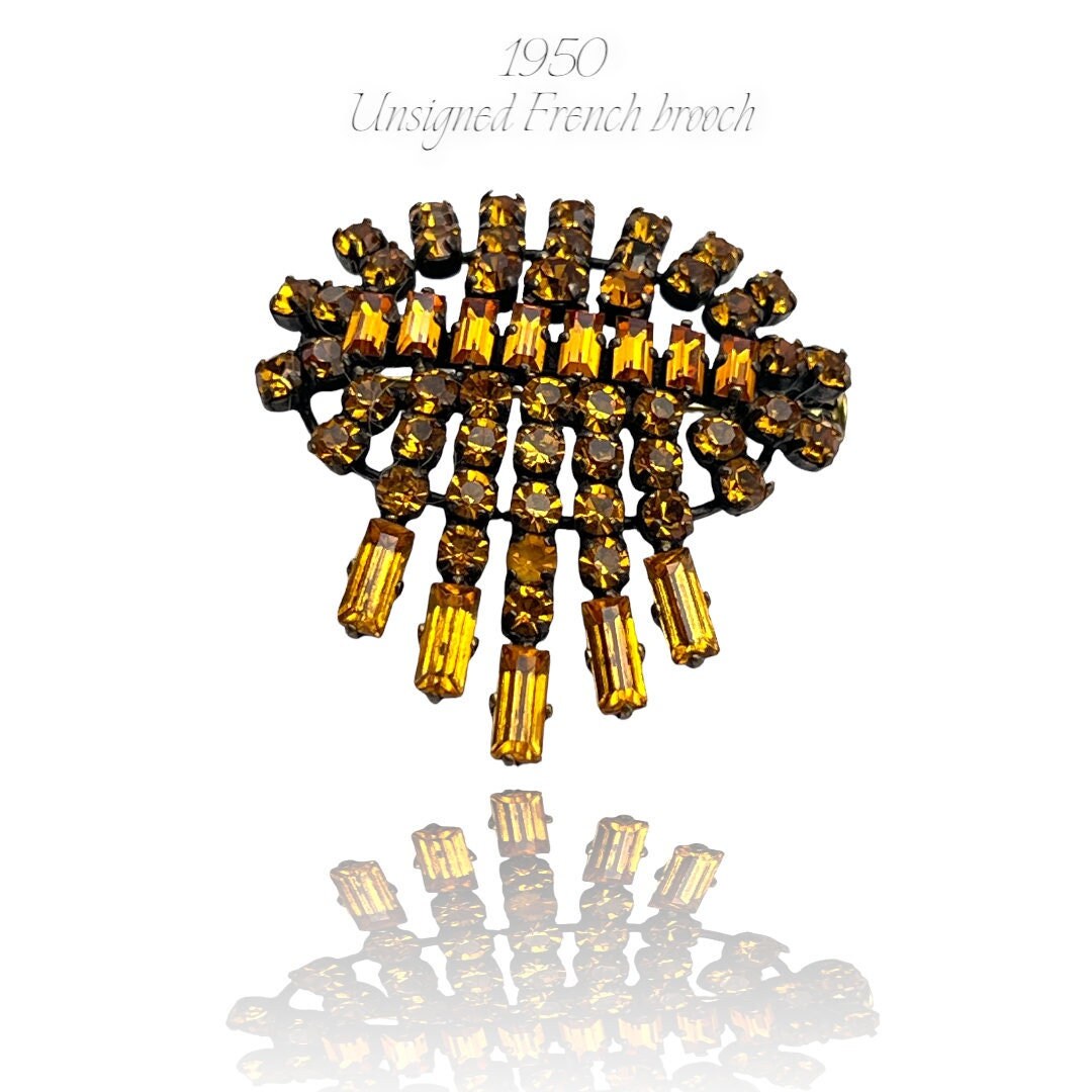 Broche Fantaisie Vintage Strass - Élégante Et Brillante