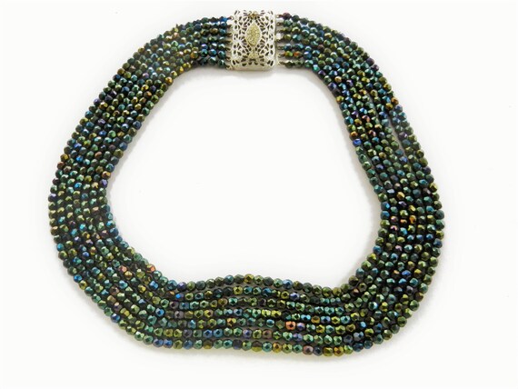 Vintage carnival glass cascade 7 strands necklace… - image 4
