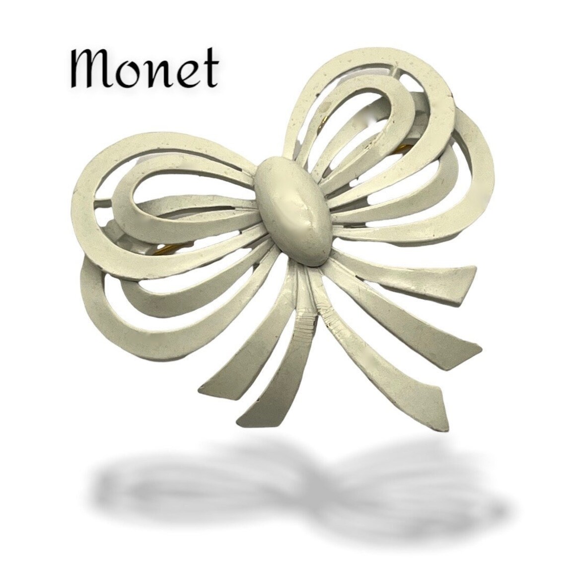 Beautiful Monet Multi-loops Bow Brooch Matte White Enamel Amazing ...