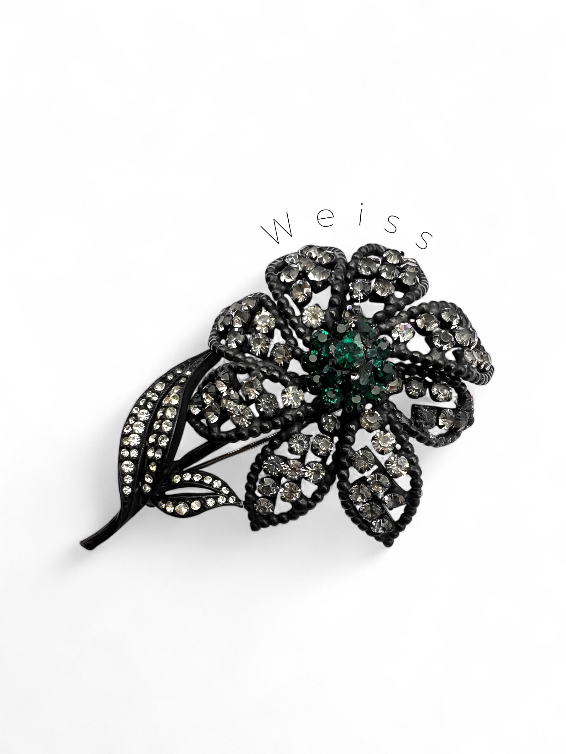 Rare 1961 Art Nouveau Weiss Japanned Setting (black Enamel) Flower