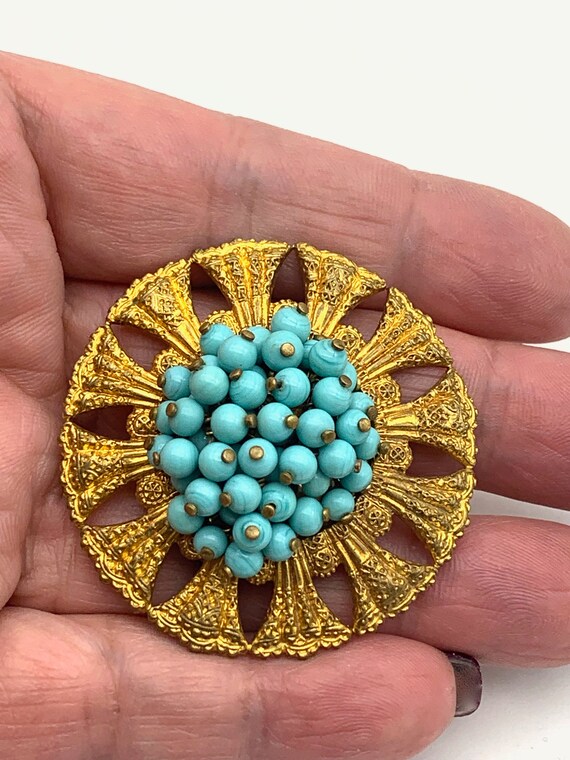 Very nice old 1940s European flower Brooch with g… - image 9