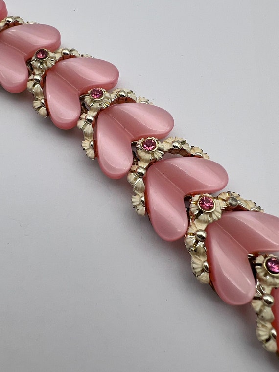 B.S.K. signed lovely Pink  thermoset bracelet - R… - image 4