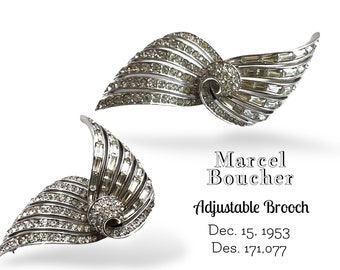 Rare Boucher Convertible/Movable Brooch Pat 171077- BOUCHER Moveable Wings Brooch Patent 1953, Rare Exquisite Boucher Jewelry - Art.880/6