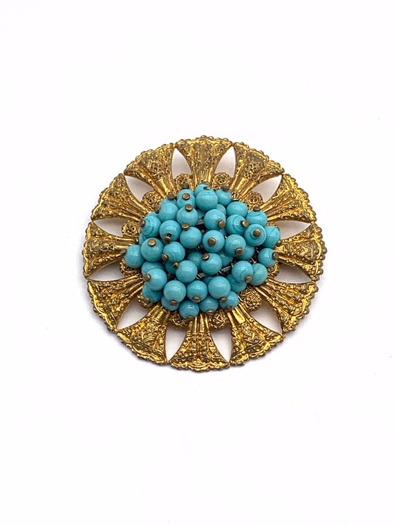 Very nice old 1940s European flower Brooch with g… - image 4