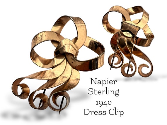 Vintage Napier Sterling Vermeil Bow Ribbon Fur/dress Clip - Dramatic Art  Deco Napier Clip in Sterling Rose Gold Plated - Art.101/7 - Etsy