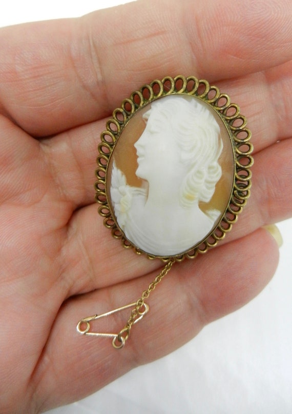 1920s antique Victorian English Cameo brooch or p… - image 7