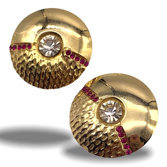 ◆VINTAGE HOLLYWOOD◆ Bumpy Round Earrings VH239OEA003B Vintage Hobe Round Clip on Earrings, 1950s Gold Tone Mesh