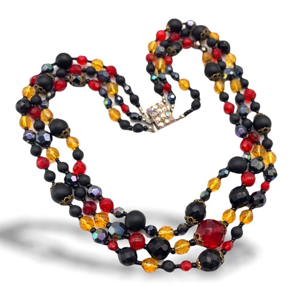1960s Beautiful  3 Strands cascade necklace, brig… - image 1