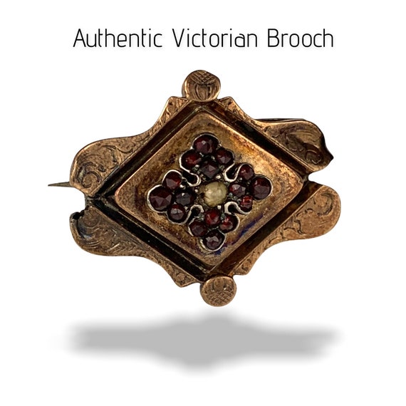 Broche Ancienne En Or 18k Et Platine – Style Victorien Avec Perles Et Diamants