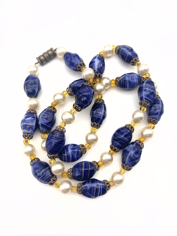 40s old European 1 strand beaded Necklace - fine … - image 1