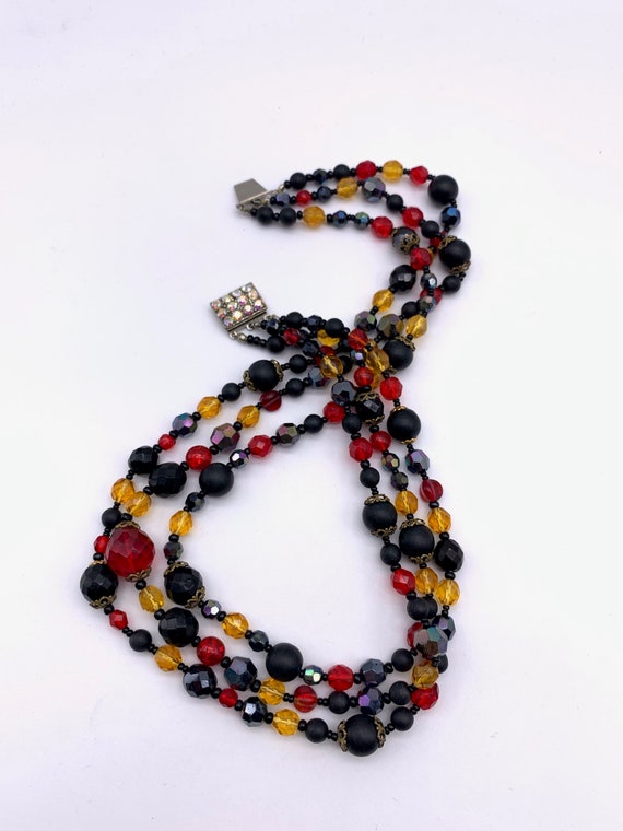 1960s Beautiful  3 Strands cascade necklace, brig… - image 8