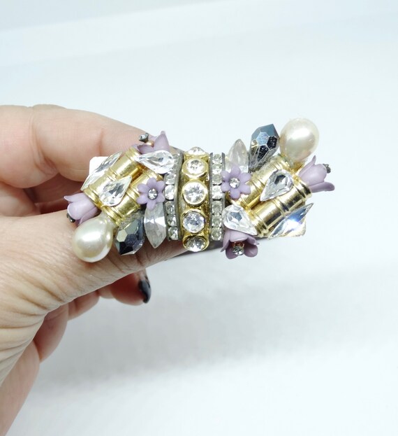 Broche barre en or antique 14 carats avec perles véritables - France