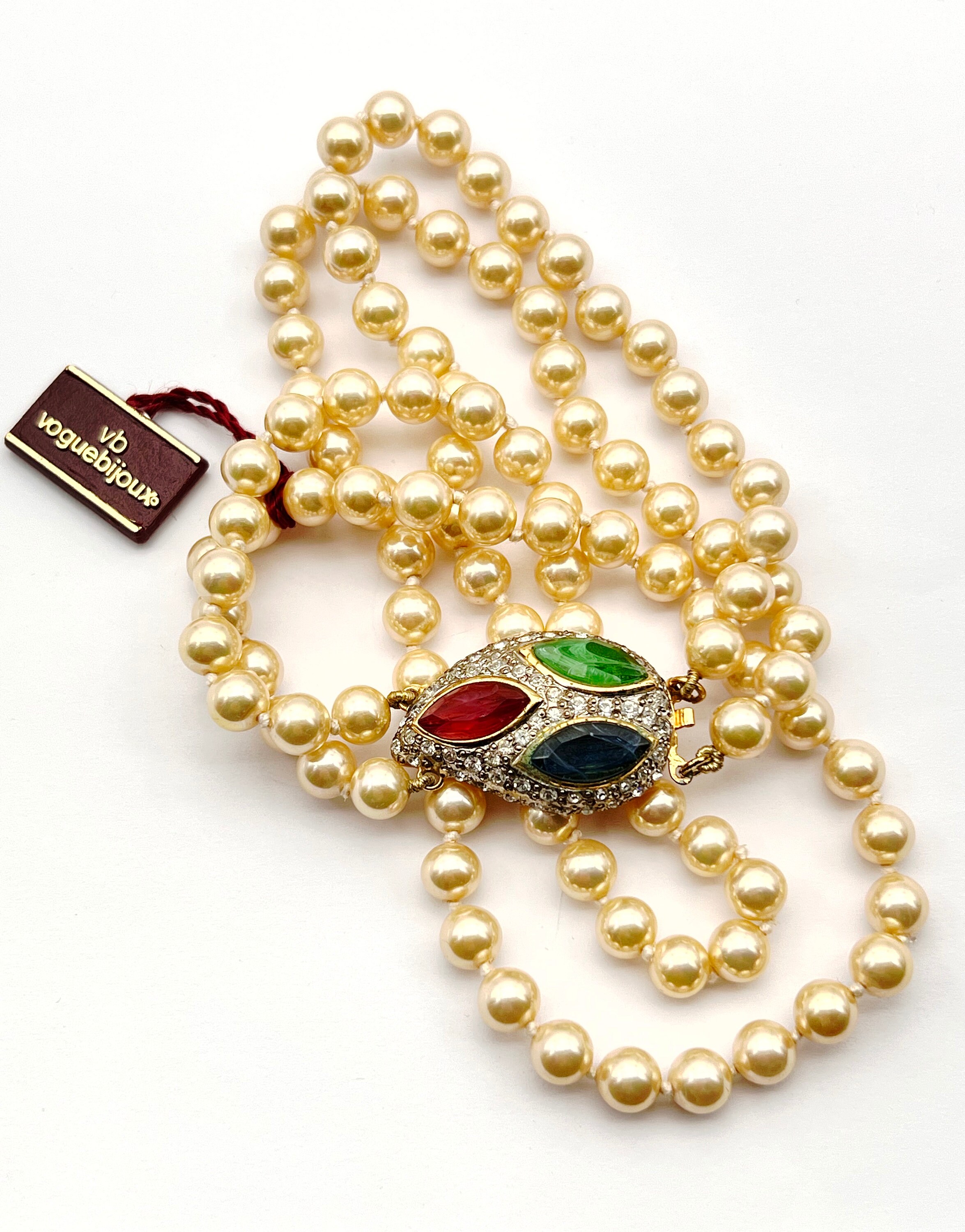 VOGUE BIJOUX サイン入りステートメント モーグル スタイル 2 連パール 