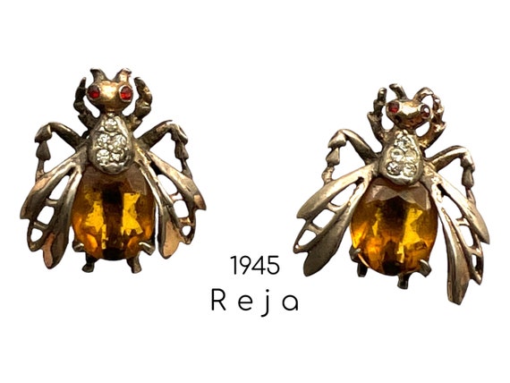 Rare Sterling Reja Fly Earrings - Vintage Reja Bu… - image 2