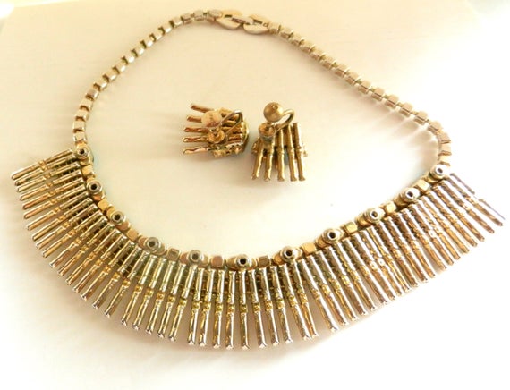 1950s Duane ritzy Glam Demi-set bib necklace and … - image 8