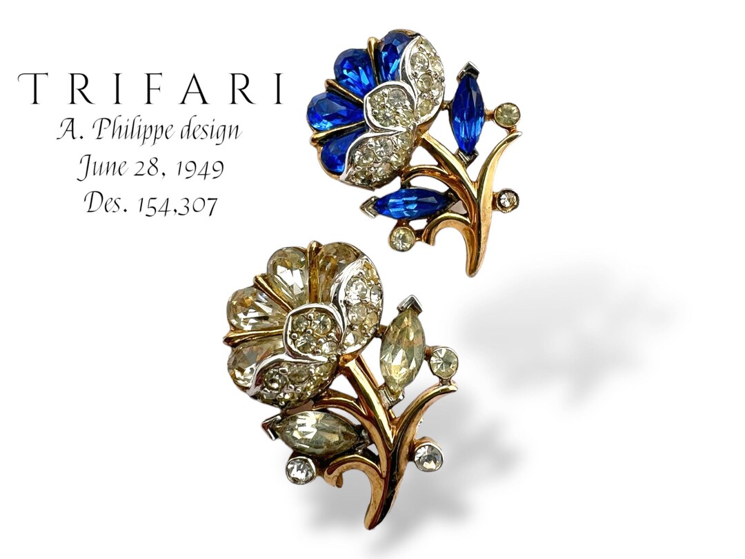 1949 TRIFARI A. PHILIPPE Pat.154,307 Rarity Pair of Figural