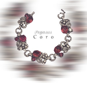 Pegasus CORO Deco Armband Jaren 40 levendige Roze stenen met heldere Diamantè pavé Steentjes Armband - Art.375/6