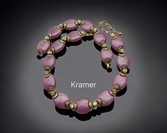 Vintage Kramer Signed mauve rose Thermoset Necklace and Matching Bracelet  Set - fabulous addition to any fashion collection - Art.131/7