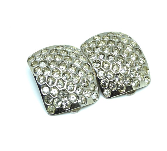 Fantastic vintage Earrings 1970 - clare pave crys… - image 7