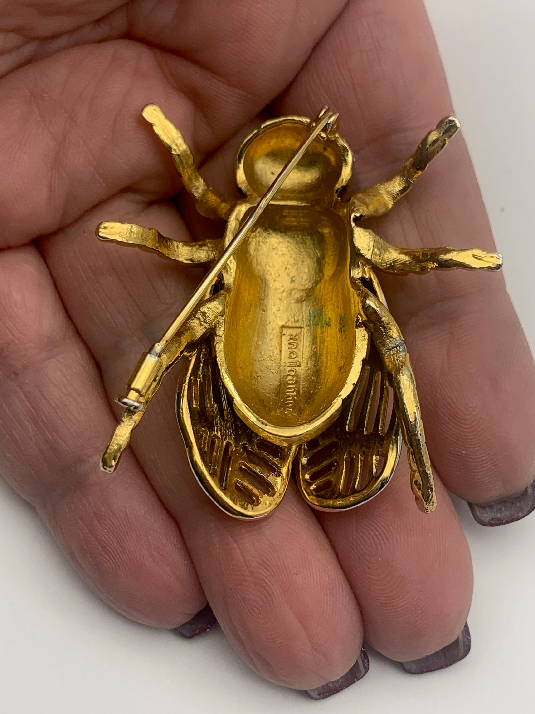 Vtg Large Rare VOGUE BIJOUX Insect Fly BROOCH Pin - High