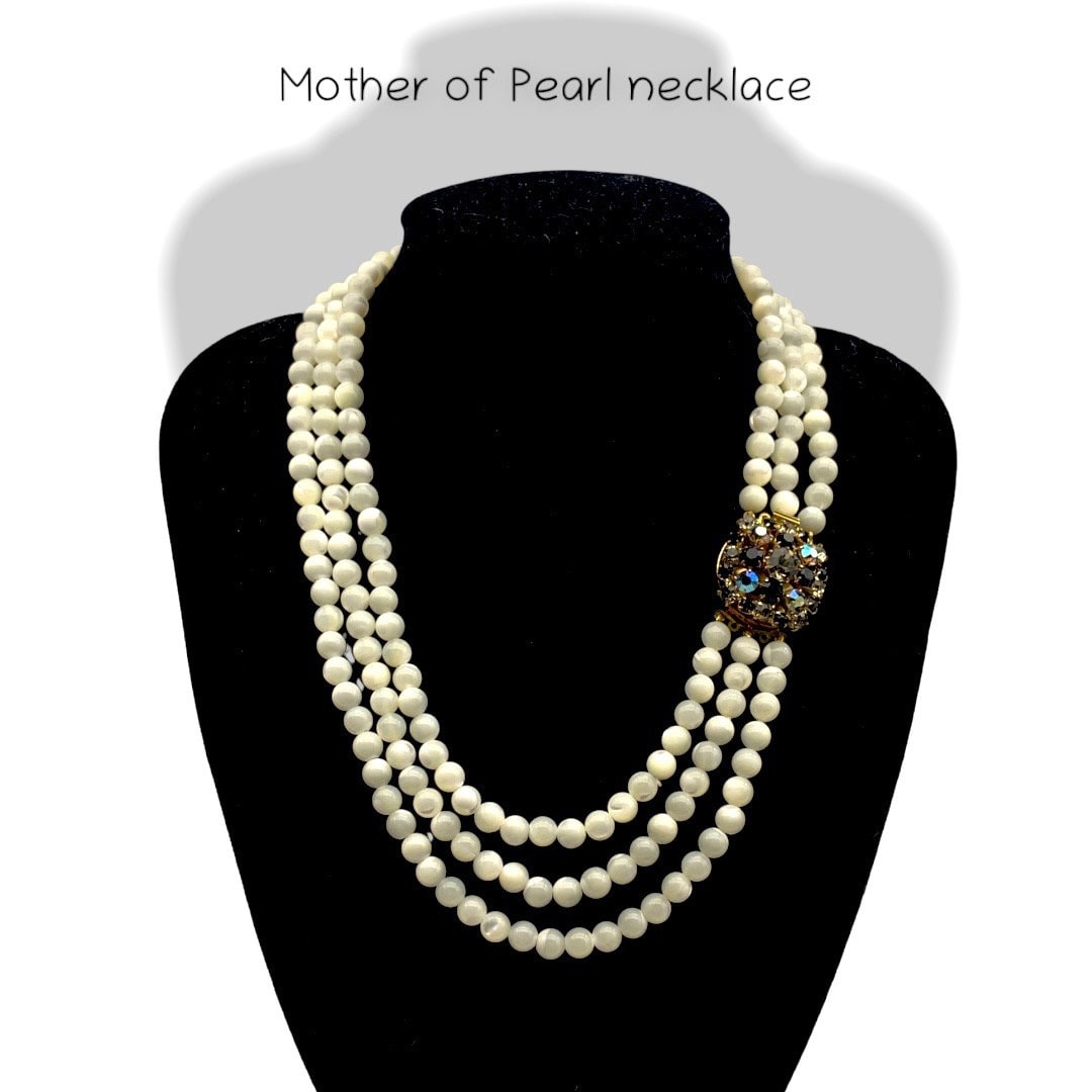 Collier 3 Rangs En Nacre Véritable Massive - Fermoir En Nacre - Fabriqué En France