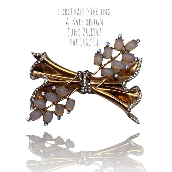 Vintage 1940's Signed CORO CRAFT STERLING Gold Plated Brooch With