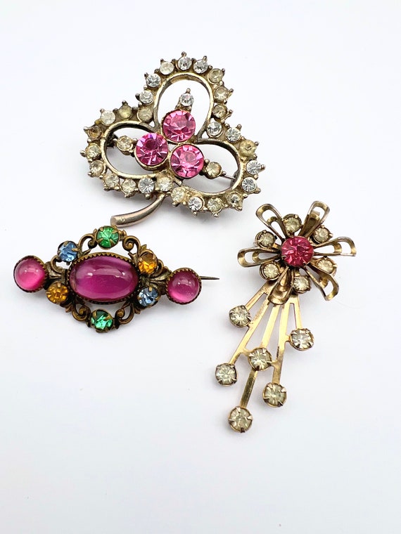 RARE 1940s  3 antique Victorian brooches, gorgeou… - image 6