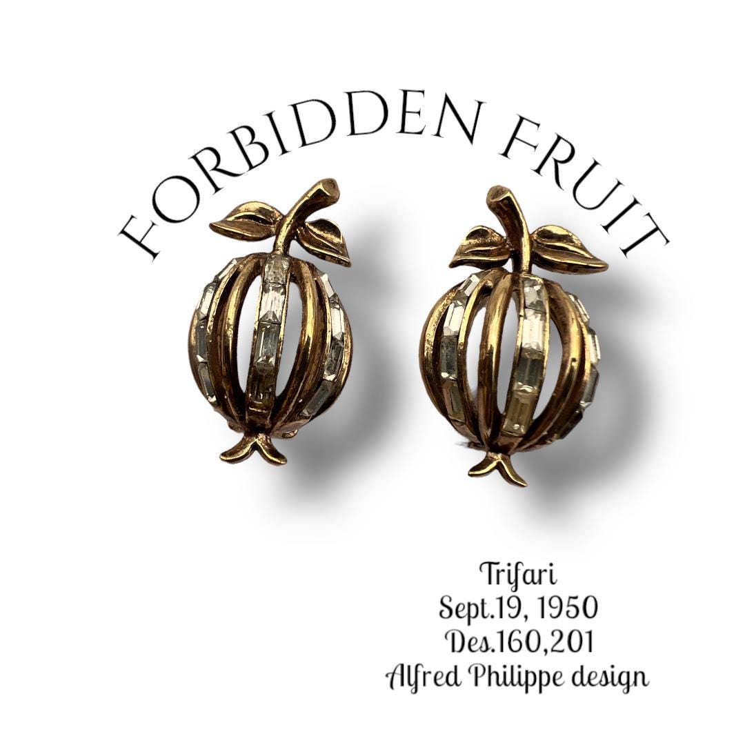 Crown Trifari Forbidden Fruit Apple Clip-on Earrings – 1950s