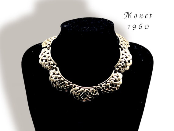 1960s MONET signed Stylish lattice pattern choker… - image 2