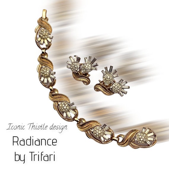 RITAOPhilippe Ferrandis フィリップ　カチューシャ Trifari Alfred Philippe Rhinestone 1950's Thistle Flower