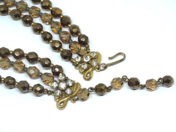 Three strands glass beads Bronze/Brown/Maroon  co… - image 9