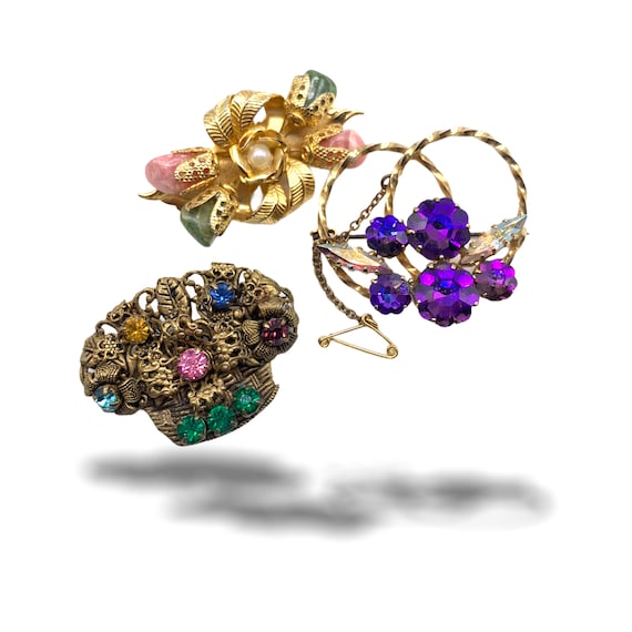 Broche Vintage Art Déco Dorée Avec Strass - Bijou Français Ancien, Très Bon état !