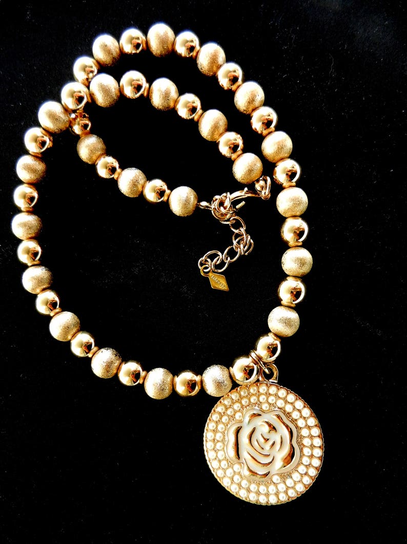 1970s rare SARAH COV necklace and bracelet set gold satin & | Etsy