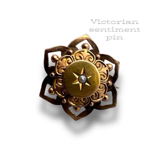 Antique Victorian French 18 Carat KT Gold Filled and Seed Pearl