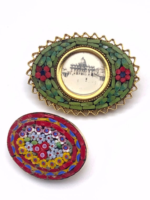 Vintage Italian 1950s fine micro mosaic brooches … - image 7