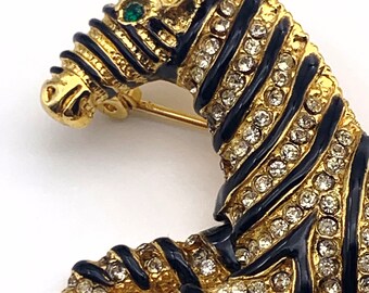 Zebra Designer Collection by Sphinx Rhinestones Gold Tone W