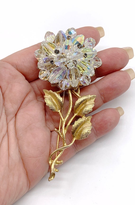 Iridescent Crystals Beaded long stemmed flower Br… - image 5