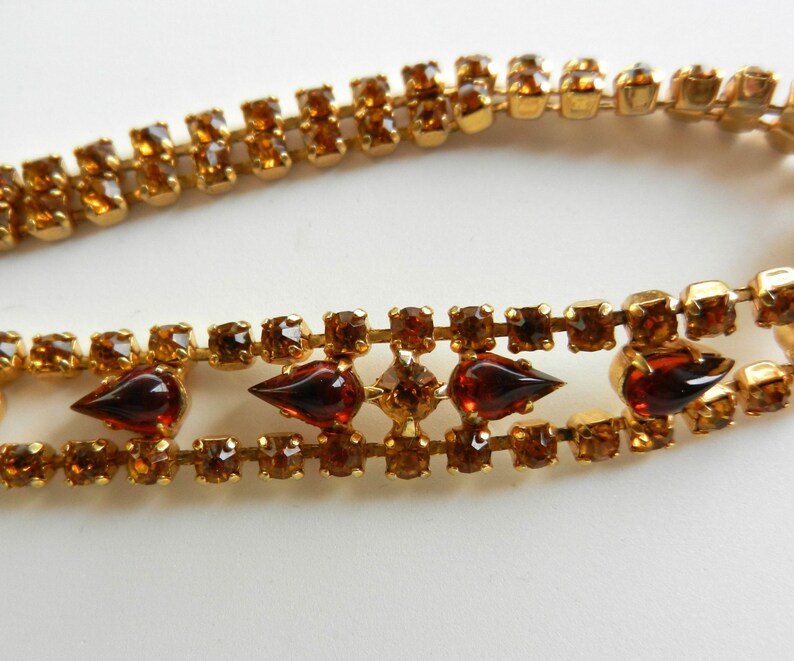 Charming Vintage Amber Crystal Rhinestone COLLAR Necklace - Incredibly ...