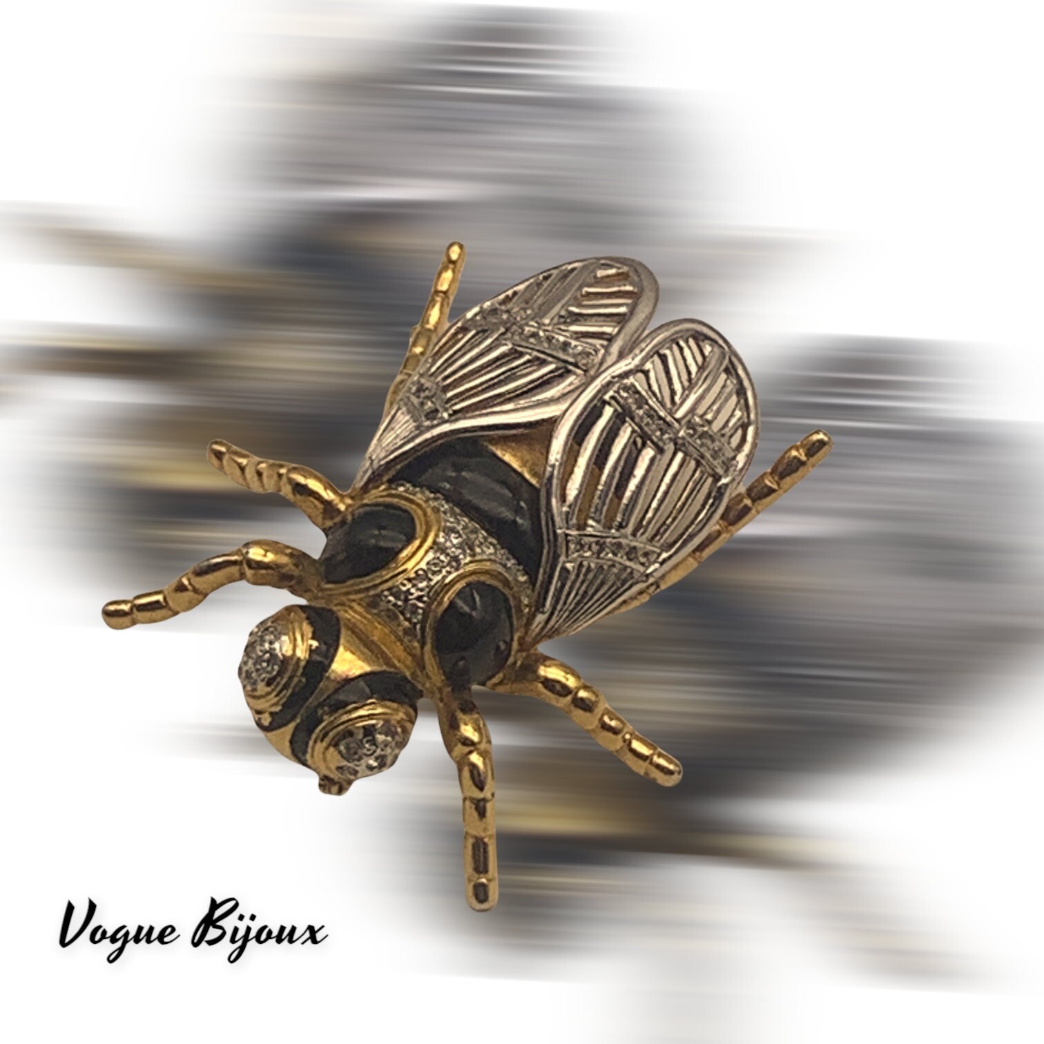 好評 Rare Large Vtg VOGUE High - Pin BROOCH Fly Insect BIJOUX アクセサリー