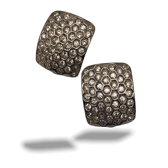 Fantastic vintage Earrings 1970 - clare pave crys… - image 1