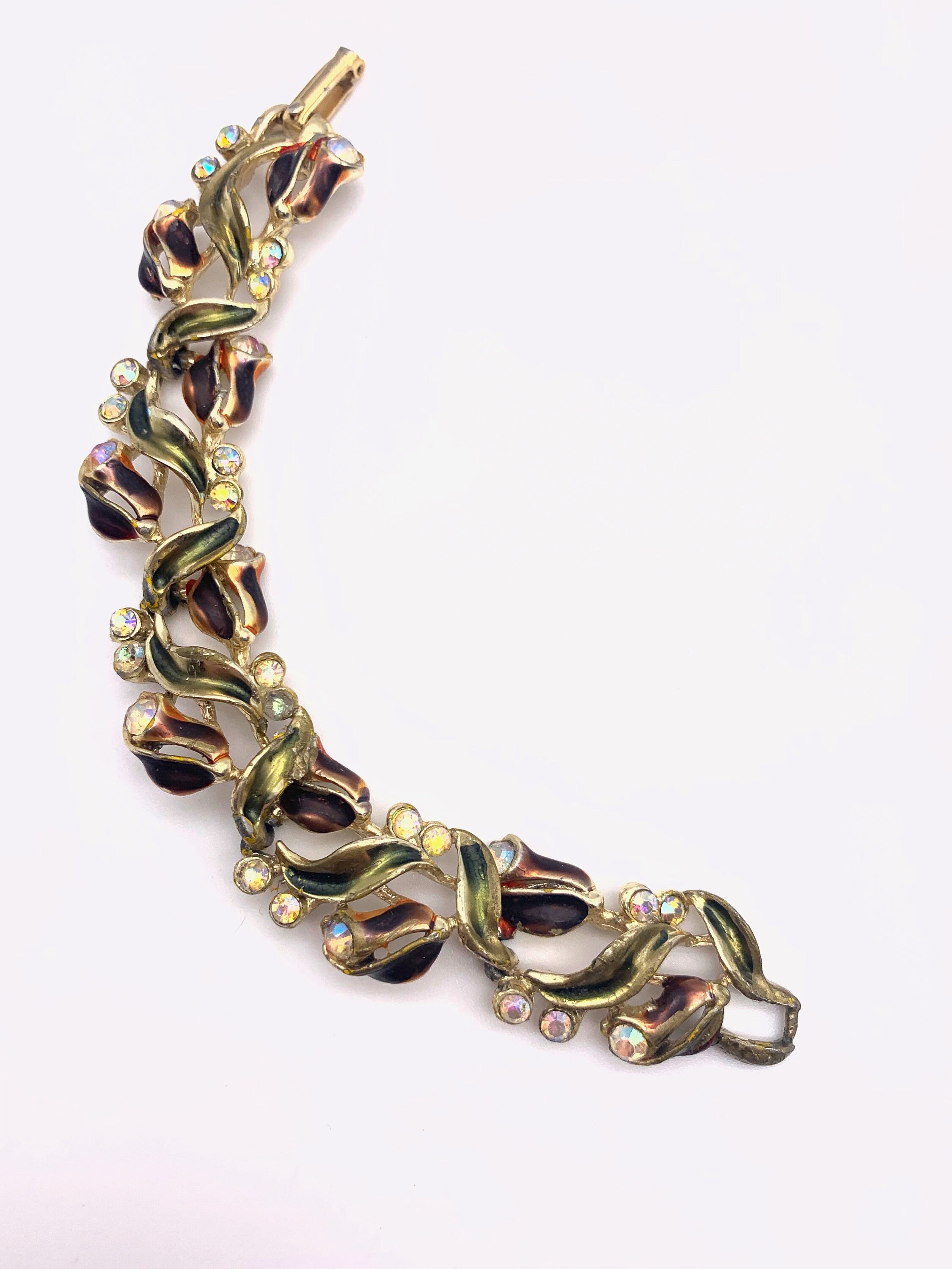 Bracelet Vintage émaillé Multicolore - Signature André Bazot (?), Fermoir Glissière