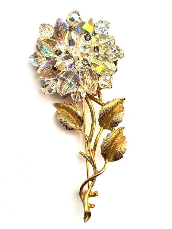 Iridescent Crystals Beaded long stemmed flower Br… - image 9