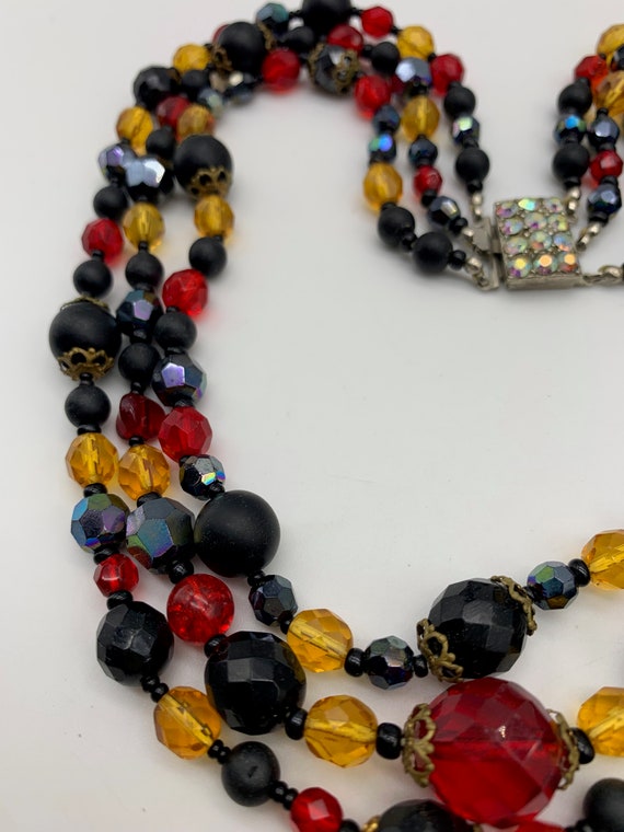 1960s Beautiful  3 Strands cascade necklace, brig… - image 7