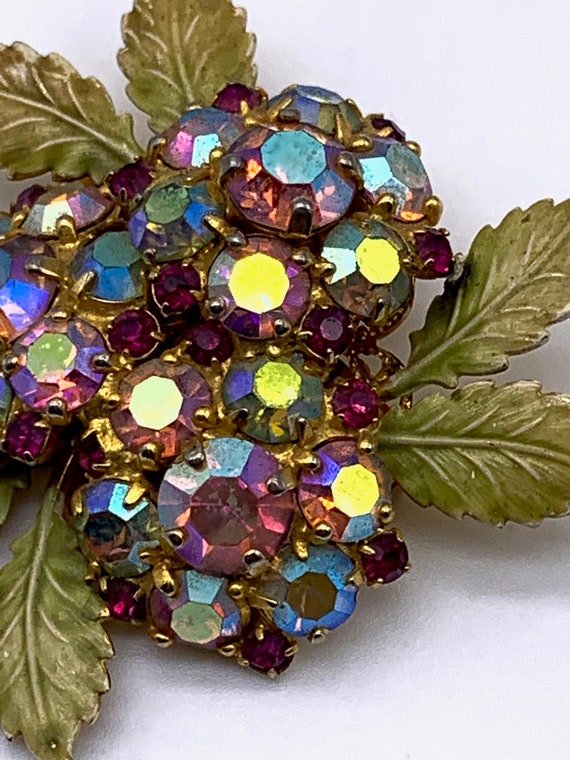 1950 Gorgeous dazzling flowers brooch-hydrangea rainb… - Gem