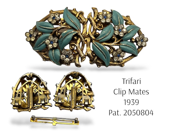1939 Crown Trifari Very Rare Clip Mates/brooch Exquisite Gold